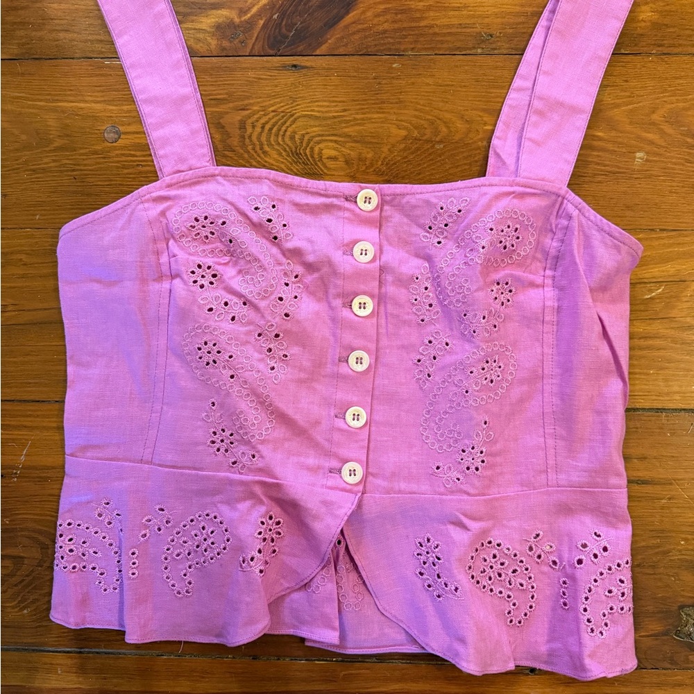 Free People Eyelet Button-Up Blouse